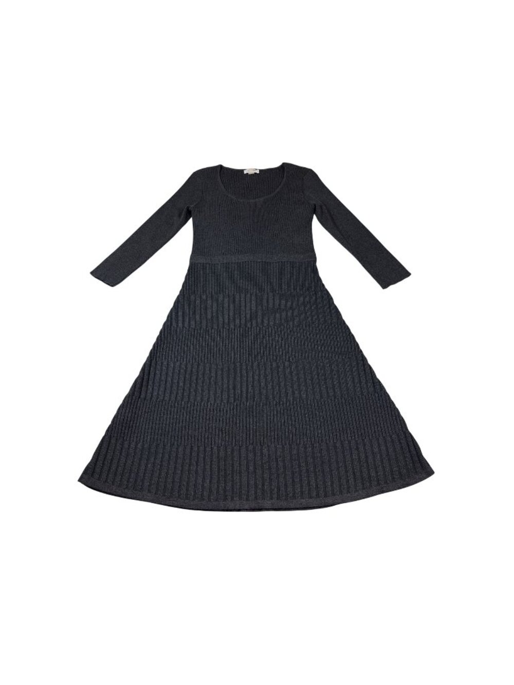 Calvin Klein Ribbed Knit Gray Long-Sleeve A-Line Dress Size S (K714)